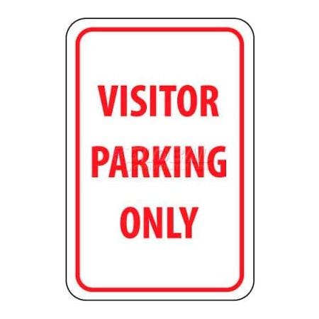 National Marker Co NMC Traffic Sign, Visitor Parking Only, 18in X 12in, White/Red TM7G